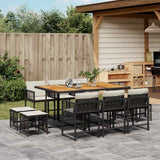 vidaXL 9-delige Tuinset poly rattan zwart