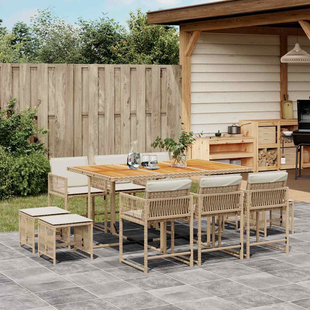 vidaXL 9-delige Tuinset poly rattan zwart