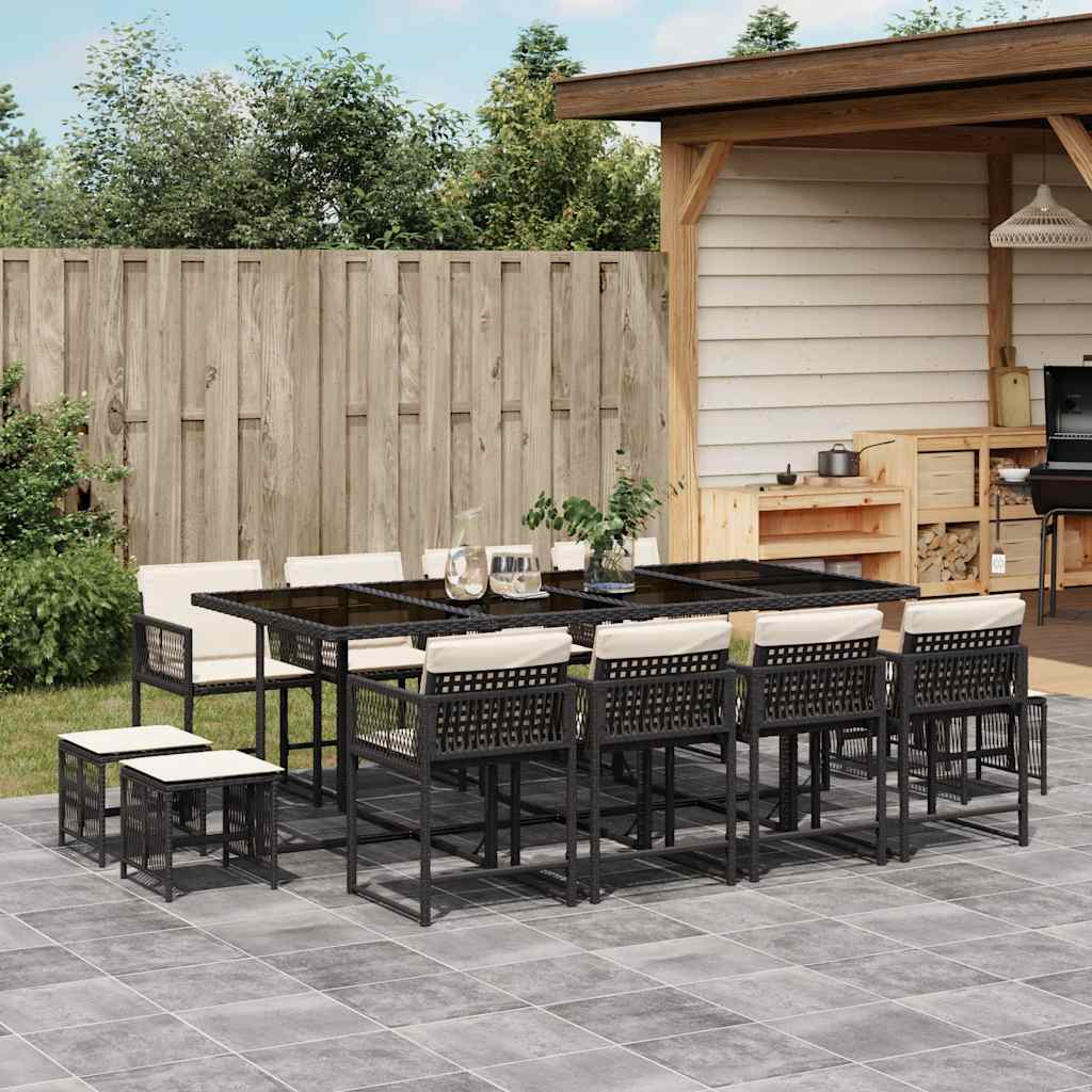 vidaXL 9-delige Tuinset poly rattan zwart
