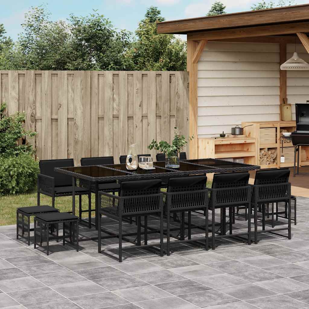 vidaXL 9-delige Tuinset poly rattan zwart