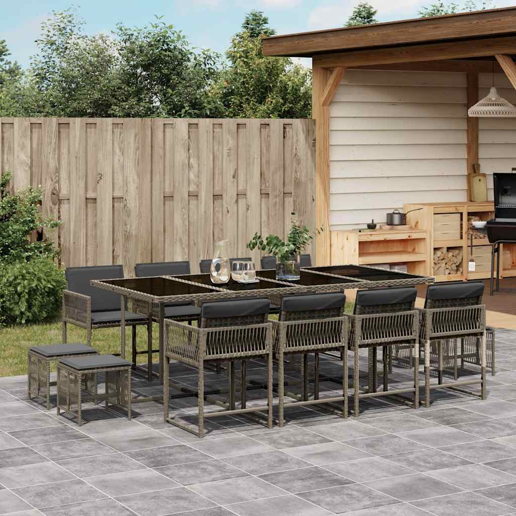 vidaXL 9-delige Tuinset poly rattan zwart