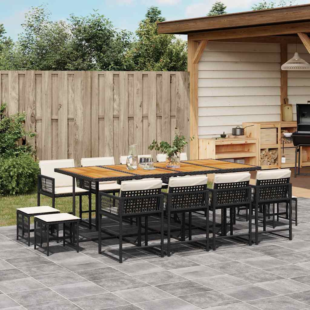 vidaXL 9-delige Tuinset poly rattan zwart