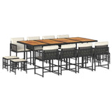 vidaXL 9-delige Tuinset poly rattan zwart