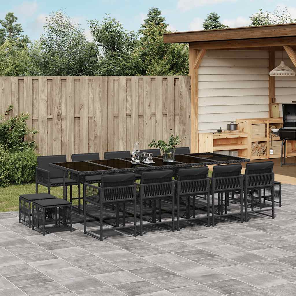 vidaXL 9-delige Tuinset poly rattan zwart