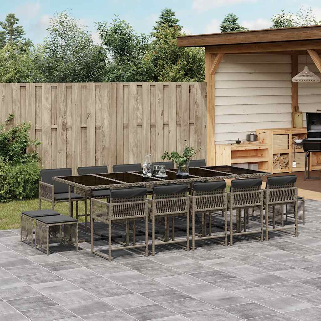 vidaXL 9-delige Tuinset poly rattan zwart