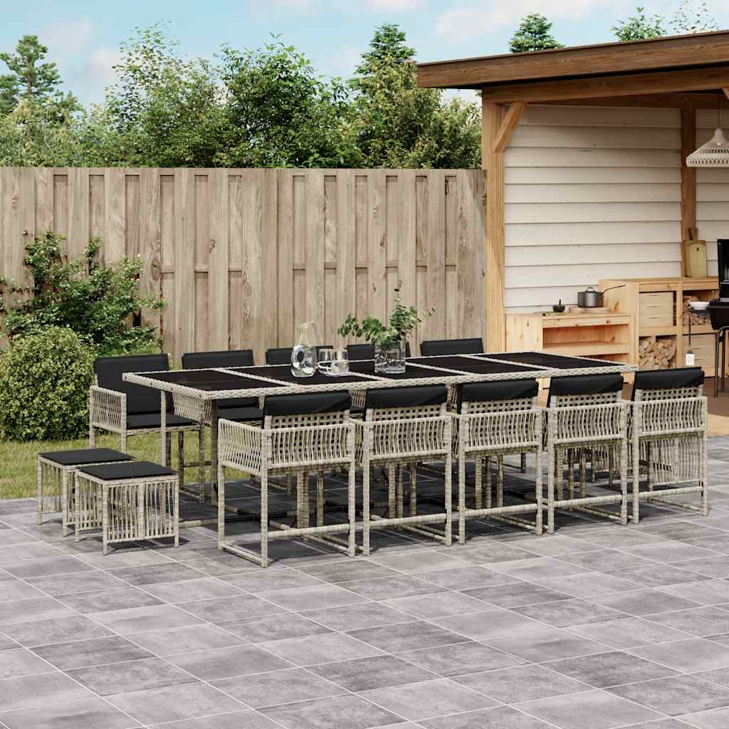 vidaXL 9-delige Tuinset poly rattan zwart