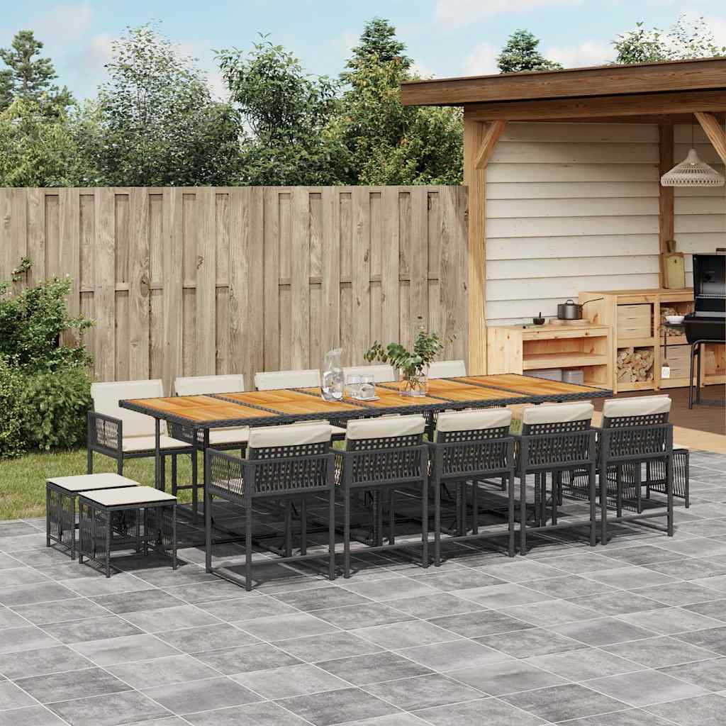 vidaXL 9-delige Tuinset poly rattan zwart