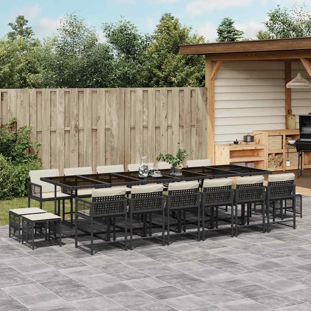 vidaXL 9-delige Tuinset poly rattan zwart