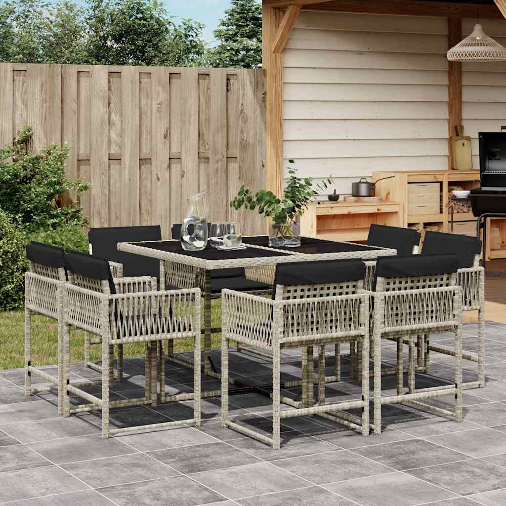vidaXL 9-delige Tuinset poly rattan zwart