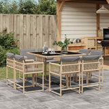 vidaXL 9-delige Tuinset poly rattan zwart