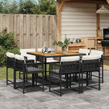 vidaXL 9-delige Tuinset poly rattan zwart