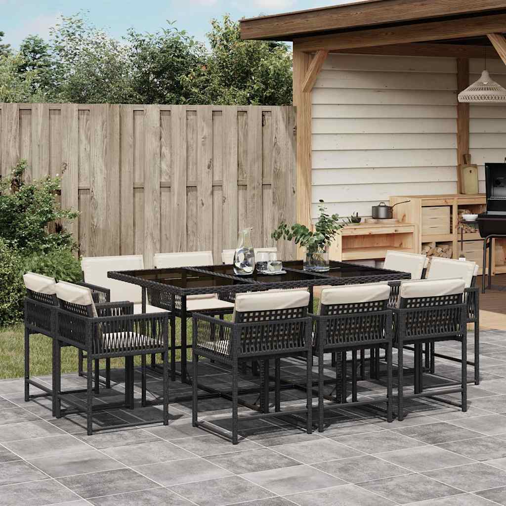 vidaXL 9-delige Tuinset poly rattan zwart
