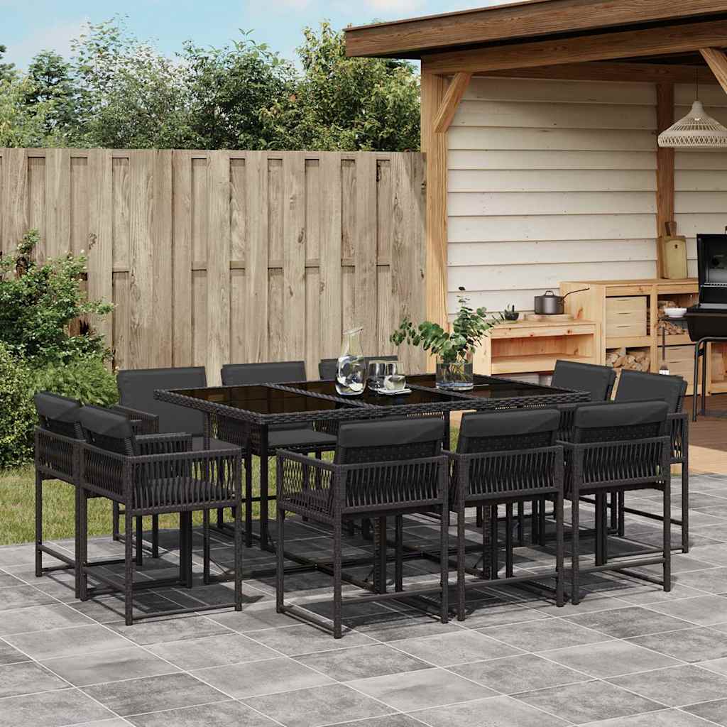 vidaXL 9-delige Tuinset poly rattan zwart