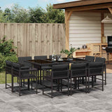 vidaXL 9-delige Tuinset poly rattan zwart