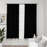 vidaXL Linen-Look Blackout Curtains with Hooks 2 pcs 140x175 cm Black