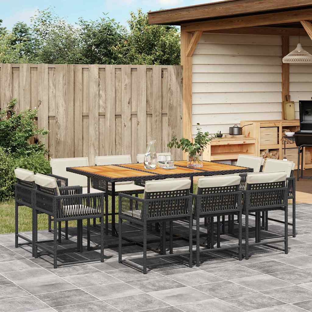 vidaXL 9-delige Tuinset poly rattan zwart