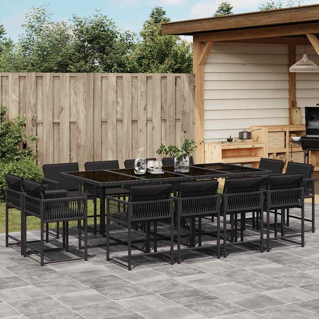 vidaXL 9-delige Tuinset poly rattan zwart
