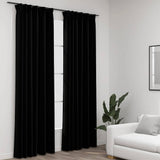 vidaXL Linen-Look Blackout Curtains with Hooks 2 pcs 140x175 cm Black