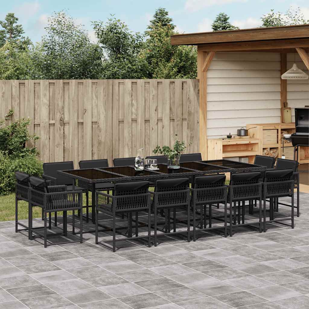 vidaXL 9-delige Tuinset poly rattan zwart