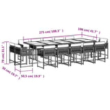 vidaXL 9-delige Tuinset poly rattan zwart