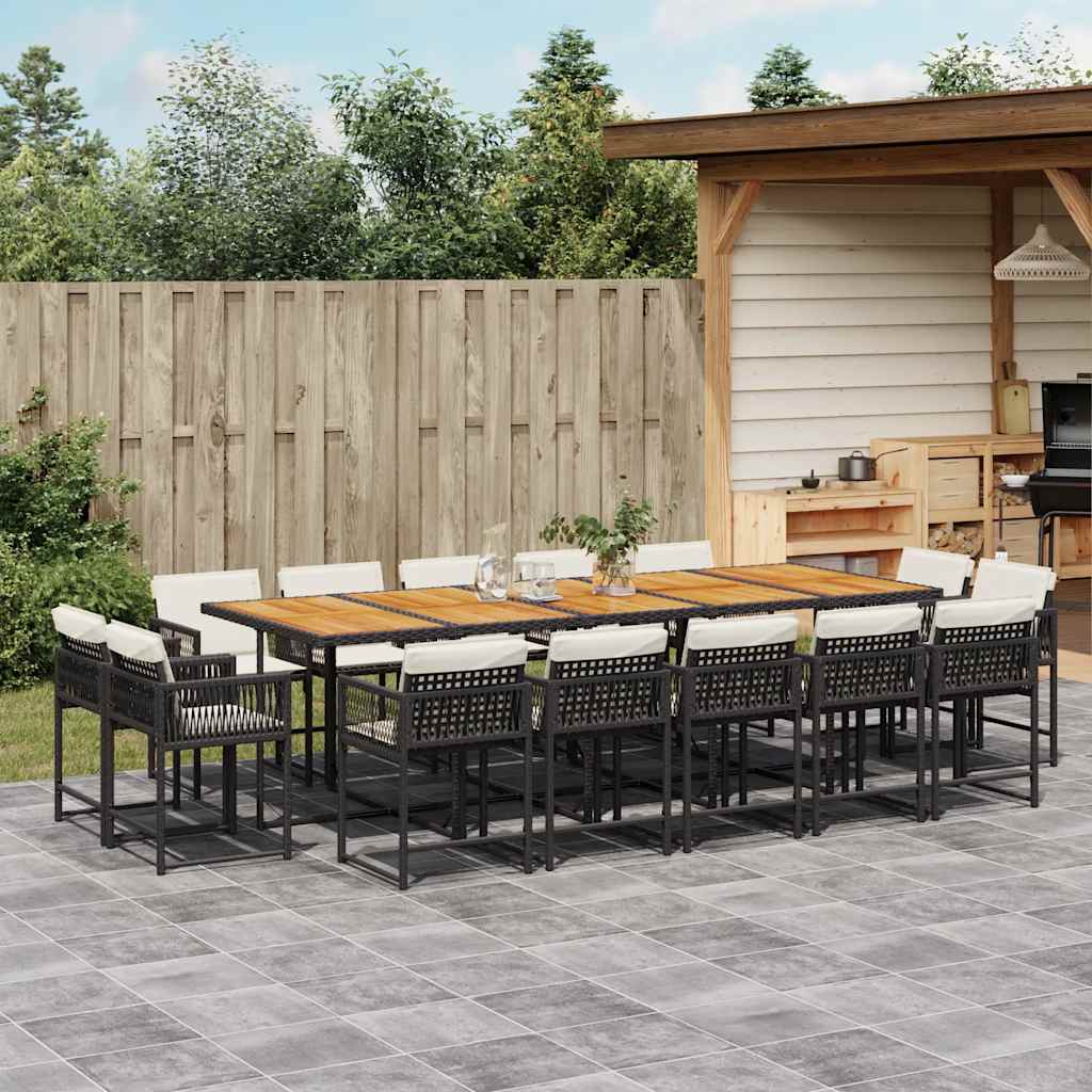 vidaXL 9-delige Tuinset poly rattan zwart