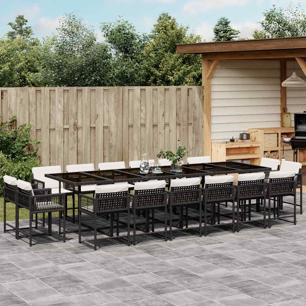 vidaXL 9-delige Tuinset poly rattan zwart