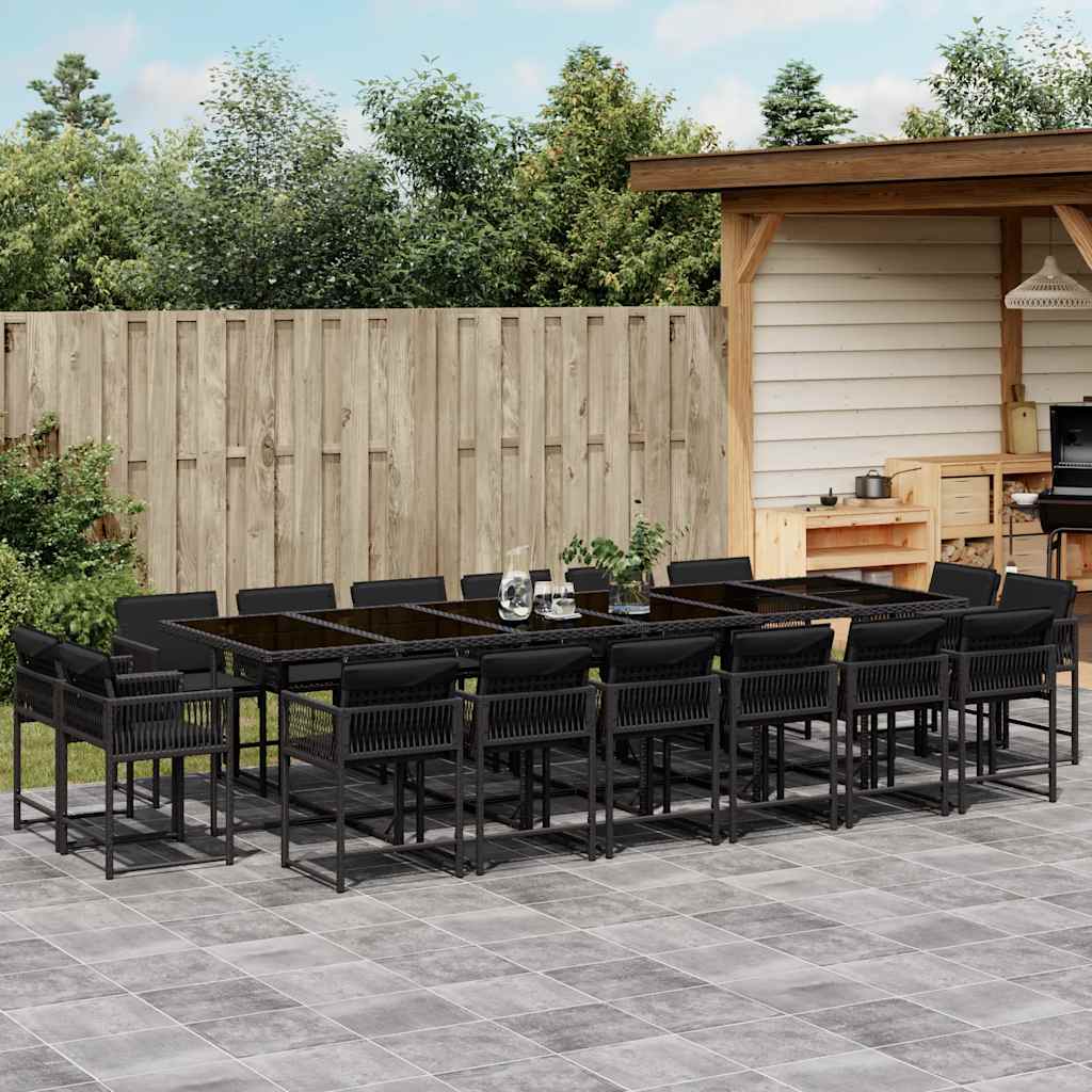 vidaXL 9-delige Tuinset poly rattan zwart