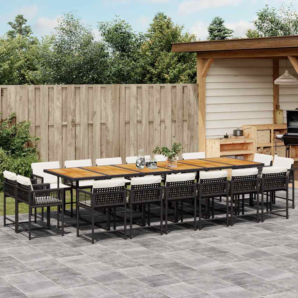 vidaXL 9-delige Tuinset poly rattan zwart