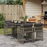 vidaXL 5-delige Tuinset met kussens poly rattan zwart