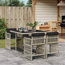 vidaXL 5-delige Tuinset met kussens poly rattan zwart