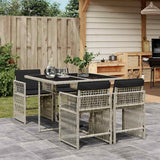 vidaXL 5-delige Tuinset met kussens poly rattan zwart