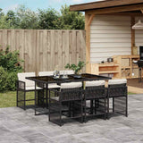 vidaXL 5-delige Tuinset met kussens poly rattan zwart