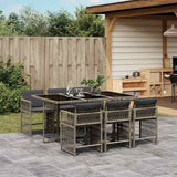 vidaXL 5-delige Tuinset met kussens poly rattan zwart