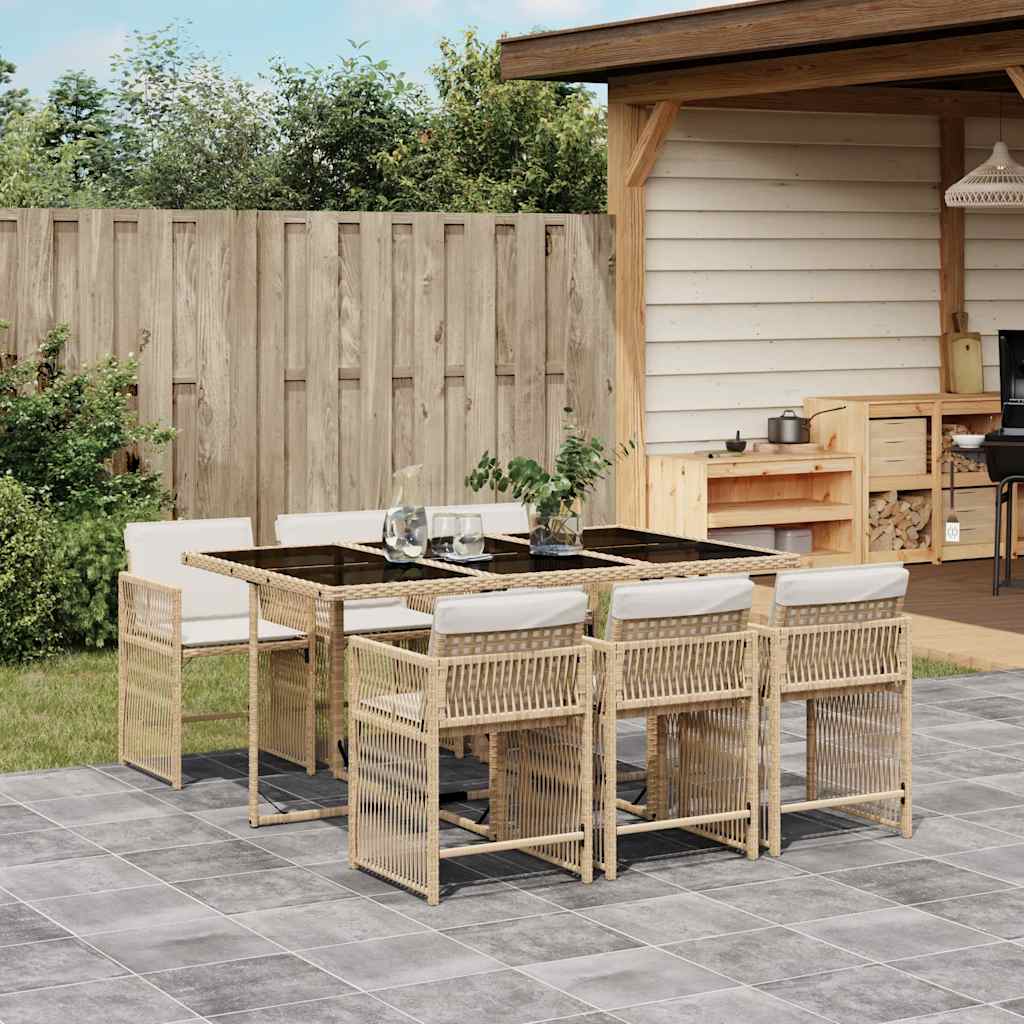 vidaXL 5-delige Tuinset met kussens poly rattan zwart