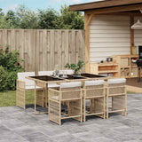 vidaXL 5-delige Tuinset met kussens poly rattan zwart
