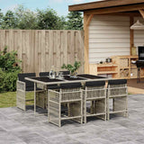 vidaXL 5-delige Tuinset met kussens poly rattan zwart