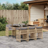 vidaXL 5-delige Tuinset met kussens poly rattan zwart