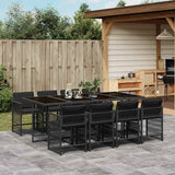 vidaXL 5-delige Tuinset met kussens poly rattan zwart