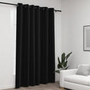vidaXL Gordijn linnen-look verduisterend met ogen 290x245 cm zwart