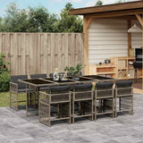 vidaXL 5-delige Tuinset met kussens poly rattan zwart
