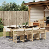 vidaXL 5-delige Tuinset met kussens poly rattan zwart