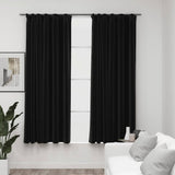 vidaXL Linen-Look Blackout Curtains with Hooks 2 pcs 140x175 cm Black