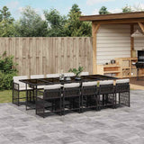 vidaXL 5-delige Tuinset met kussens poly rattan zwart