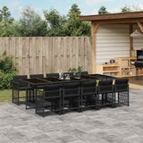 vidaXL 5-delige Tuinset met kussens poly rattan zwart