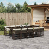 vidaXL 5-delige Tuinset met kussens poly rattan zwart