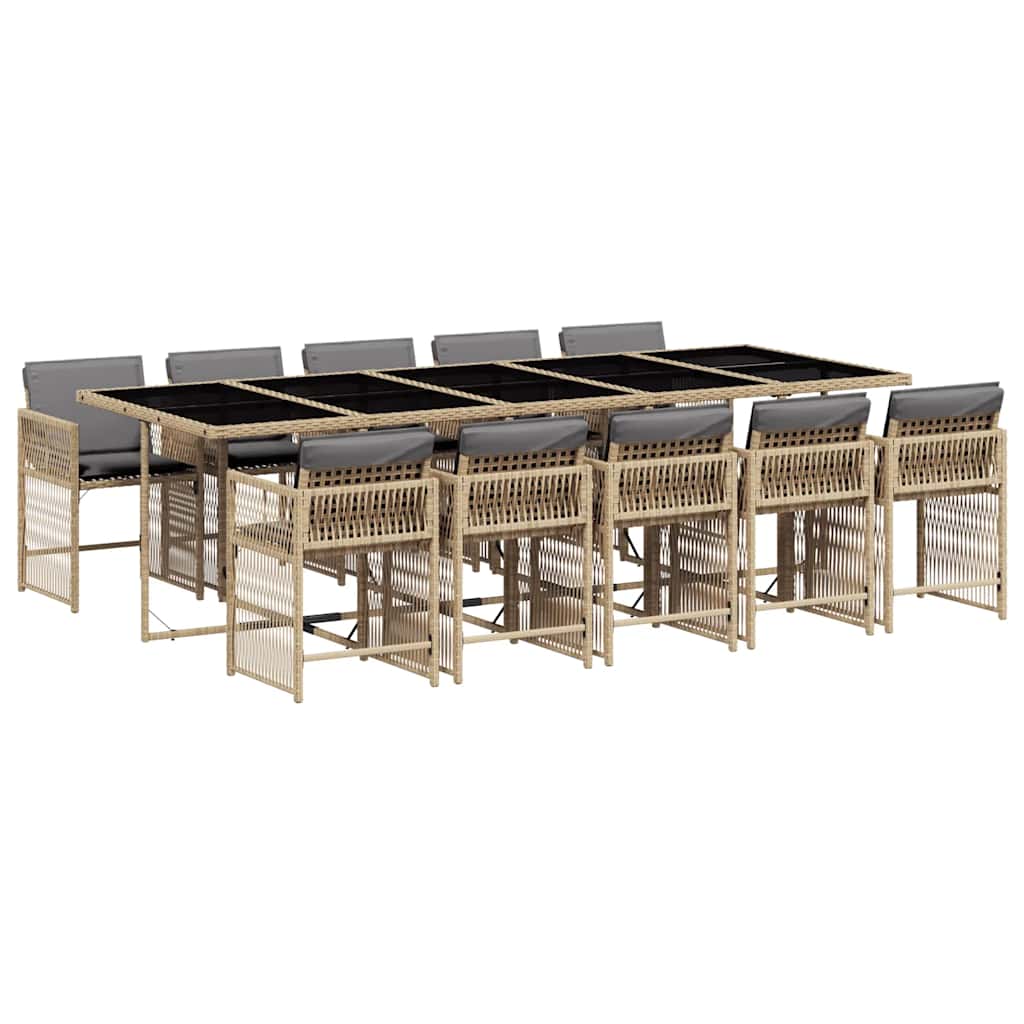 vidaXL 5-delige Tuinset met kussens poly rattan zwart