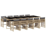 vidaXL 5-delige Tuinset met kussens poly rattan zwart