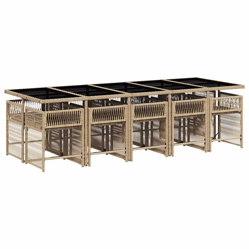 vidaXL 5-delige Tuinset met kussens poly rattan zwart