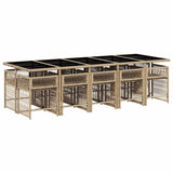 vidaXL 5-delige Tuinset met kussens poly rattan zwart