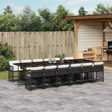 vidaXL 5-delige Tuinset met kussens poly rattan zwart